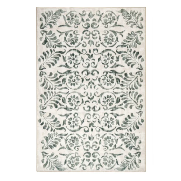 Tapis Vintage Orné Bleu Vert Salle à Manger