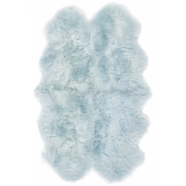 Tapis à Poils Longs Peau de Mouton Bleu
