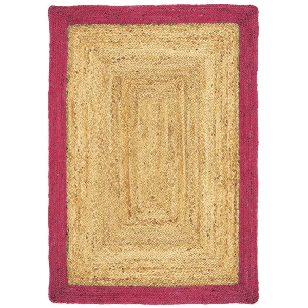 Tapis Rectangulaire en Jute Bordure Fushia