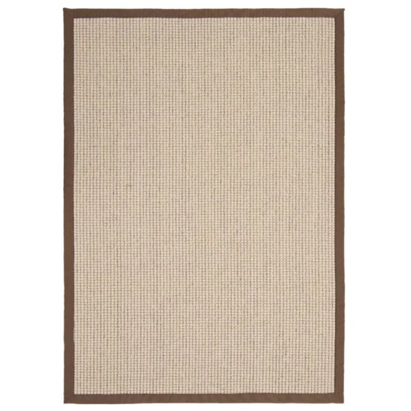 Tapis Sisal et Laine Bouclée Bord Marron