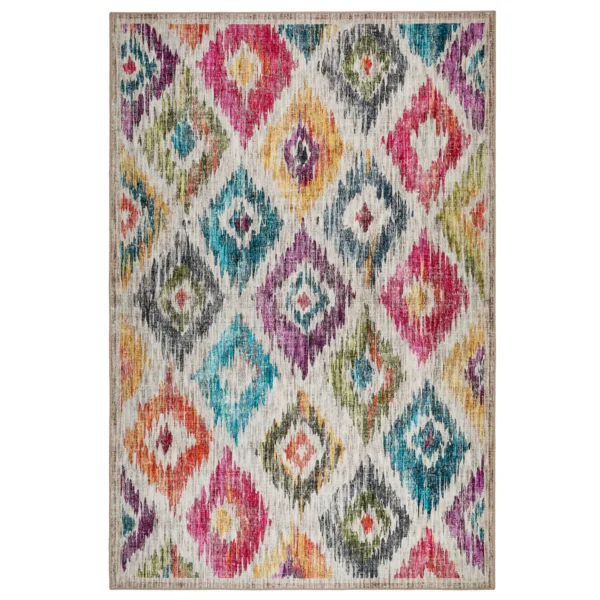 Tapis Lavable Ikat Peint Coloré