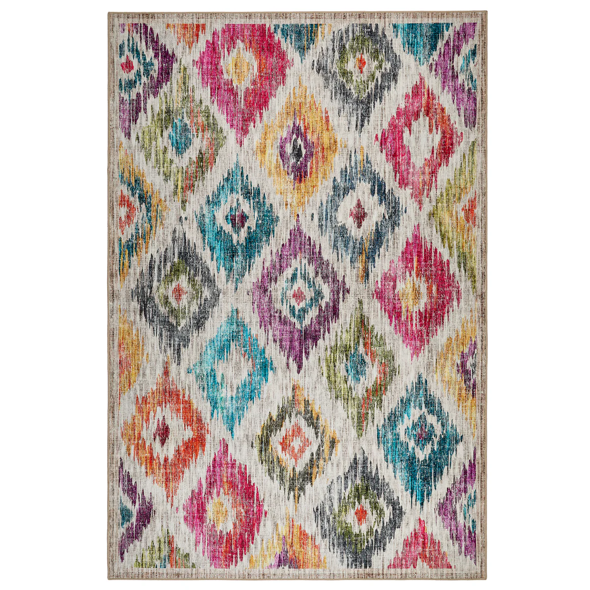 Tapis Lavable Ikat Peint Coloré