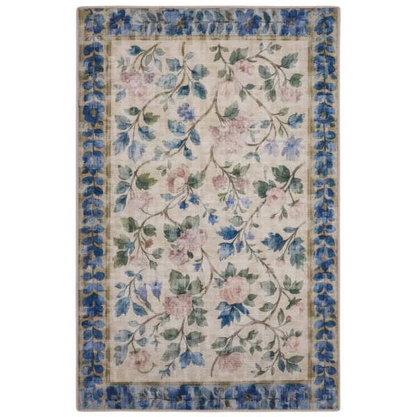 Tapis salle à manger Lady Bleu Lavable