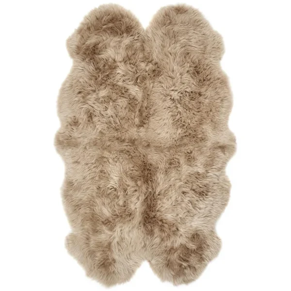 Tapis à Poils Longs Peau de Mouton Marron Beige