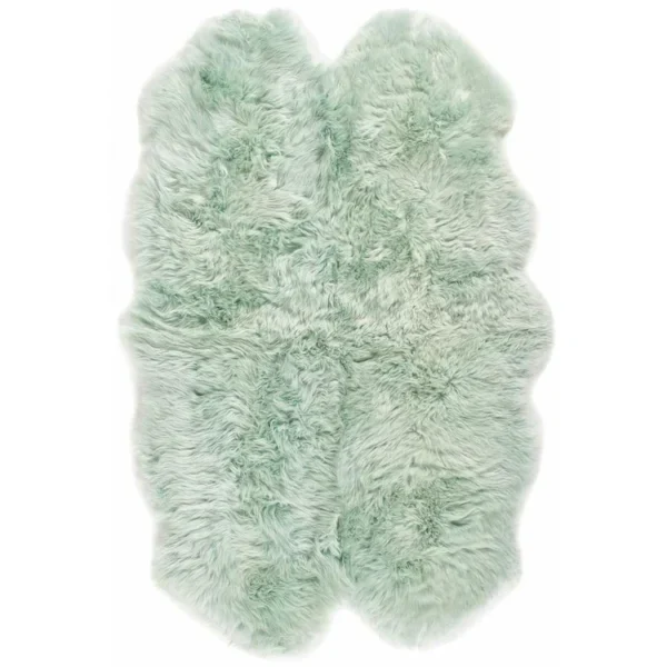 Tapis à Poils Longs Peau de Mouton Vert Clair