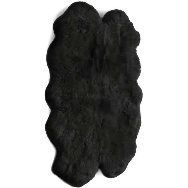 Tapis à Poils Longs Peau de Mouton Noir